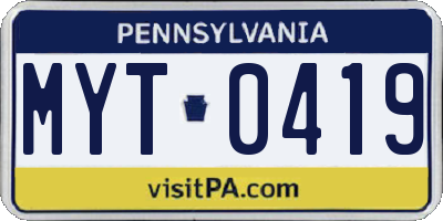 PA license plate MYT0419