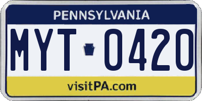 PA license plate MYT0420