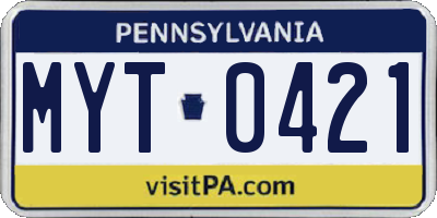 PA license plate MYT0421
