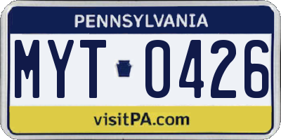 PA license plate MYT0426