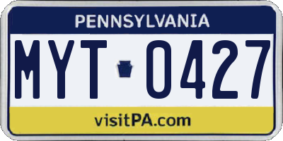 PA license plate MYT0427