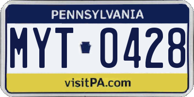 PA license plate MYT0428