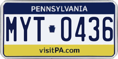 PA license plate MYT0436