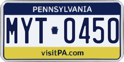 PA license plate MYT0450