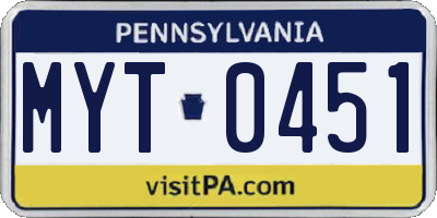 PA license plate MYT0451
