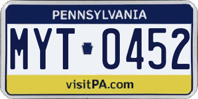 PA license plate MYT0452