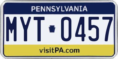 PA license plate MYT0457