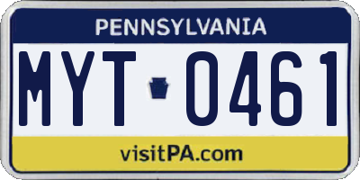 PA license plate MYT0461