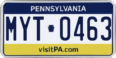 PA license plate MYT0463