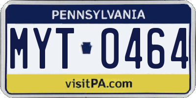 PA license plate MYT0464