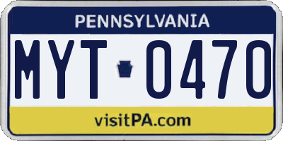 PA license plate MYT0470