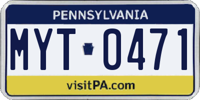 PA license plate MYT0471