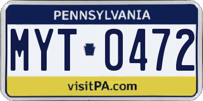 PA license plate MYT0472