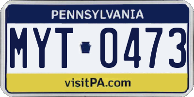PA license plate MYT0473