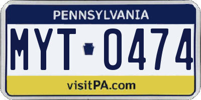PA license plate MYT0474