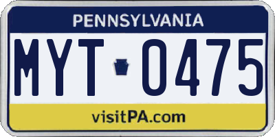 PA license plate MYT0475
