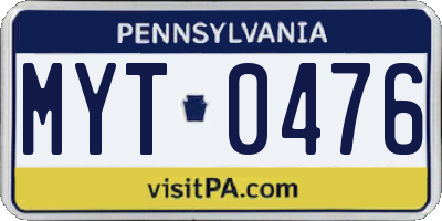PA license plate MYT0476
