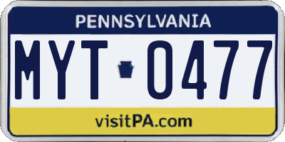 PA license plate MYT0477