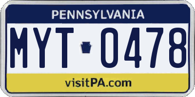 PA license plate MYT0478