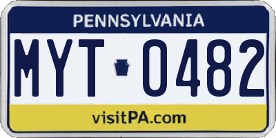 PA license plate MYT0482