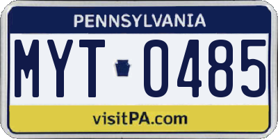 PA license plate MYT0485