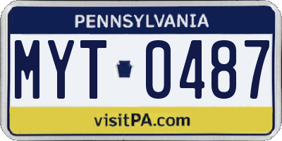 PA license plate MYT0487