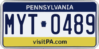 PA license plate MYT0489