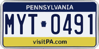 PA license plate MYT0491