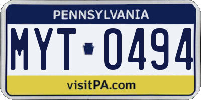 PA license plate MYT0494