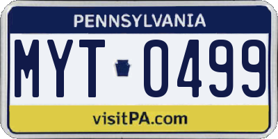 PA license plate MYT0499
