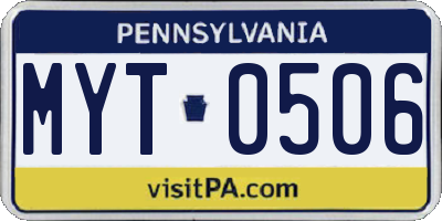 PA license plate MYT0506