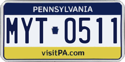 PA license plate MYT0511