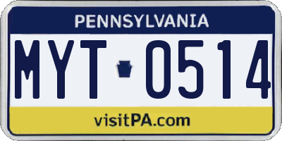 PA license plate MYT0514