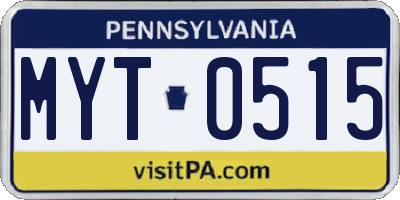 PA license plate MYT0515