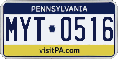 PA license plate MYT0516
