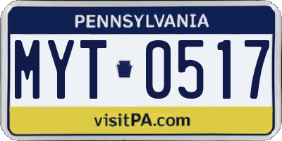 PA license plate MYT0517