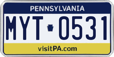 PA license plate MYT0531