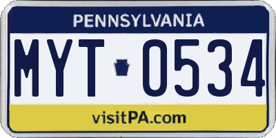 PA license plate MYT0534