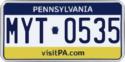 PA license plate MYT0535