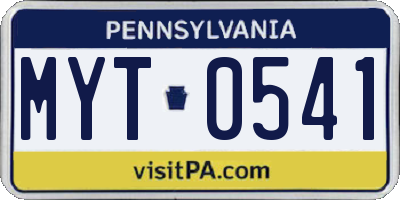 PA license plate MYT0541