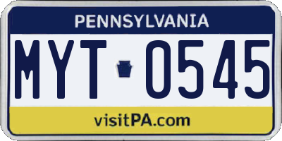 PA license plate MYT0545
