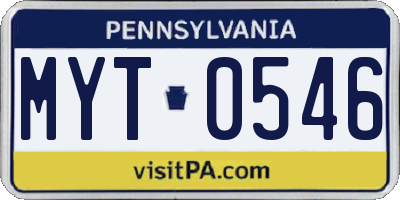 PA license plate MYT0546