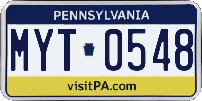 PA license plate MYT0548
