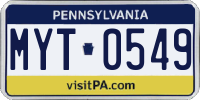 PA license plate MYT0549