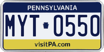 PA license plate MYT0550