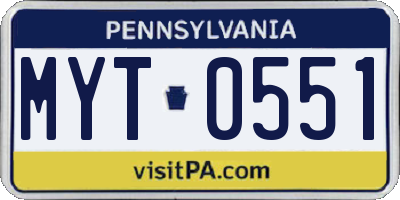 PA license plate MYT0551