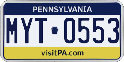 PA license plate MYT0553