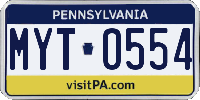 PA license plate MYT0554