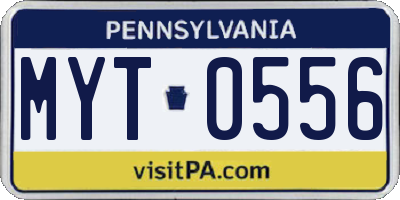 PA license plate MYT0556