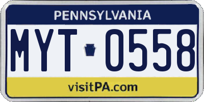 PA license plate MYT0558